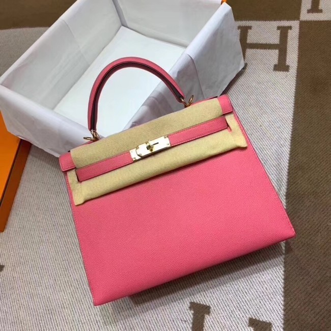 AAA 1:1 Hermes Kelly 28cm Shoulder Bags Epsom Leather KL28 pink JH01413RI87