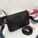 AAA Replica Prada leather shoulder bag 66136 black JH05292UG71