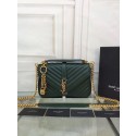 AAA YSL Flap Bag Calfskin Leather 2508 green Gold buckle JH08321CB45