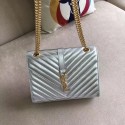 AAA YSL Flap Bag Calfskin Leather 428134 silver JH07917pL24