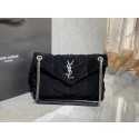 AAA Yves Saint Laurent LOULOU PUFFER SMALL BAG SATCHEL IN SUEDE 74761 Black JH07731CB45