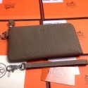 AAAAA Imitation 2015 Hermes 7-shaped zipper wallet 509 dark gray JH01787wA64