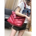 AAAAA Yves Saint Laurent LOULOU PUFFER MEDIUM BAG IN QUILTED CRINKLED MATTE LEATHER Y577475 Red JH07810Jq92