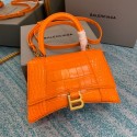 Balenciaga HOURGLASS SMALL TOP HANDLE BAG crocodile embossed calfskin B108895E orange JH09409qO84