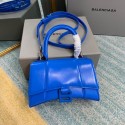 Balenciaga Hourglass XS Top Handle Bag shiny box calfskin 28331 blue JH09377eI70