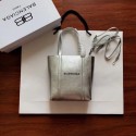 Balenciaga Original Leather Mini Shopper Bag 6696 Silver JH09398mB48