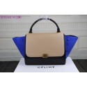 Best Celine Trapeze Bag Original Leather3342-1 apricot&black&brilliant blue JH06499CF36