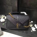 Best Replica YSL Flap Bag Calfskin Leather 392738 black Gold buckle JH08300Jc15