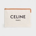 Celine CLUTCHES LARGE POUCH IN COTTON WITH CELINE PRINT AND CALFSKIN 10B802B BROWN JH05820Nm15