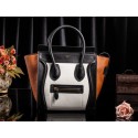 Celine Luggage Tote Bag Original Leather 3308 White&Black&Brown JH06359fY84
