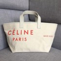 CELINE SMALL MADE IN TOTE IN TEXTIL 83181 WHITE & RED JH06049nZ35