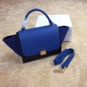 Celine Trapeze Bag Original Nubuck Leather 3345 Royal Blue&Black JH06335Ea63