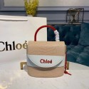 Chloe Small Aby Lock Chain Bag in Embossed Lizard Effect on Calfskin & Goatskin 3S035 White JH08857nV16