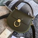CHLOE Tess leather and suede cross-body bag 3S152 Blackish green JH08869hn36