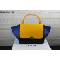 Copy AAAAA Celine Trapeze Bag Original Leather 3342 golden yellow&black&brilliant blue JH06505YD64