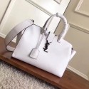 Copy Best SAINT LAURENT Monogram Cabas small leather tote 3807 white JH08115Xd42