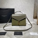 Copy CASSANDRA MEDIUM TOP HANDLE BAG IN SMOOTH LEATHER AND SUEDE Y578001 green JH07800nS53