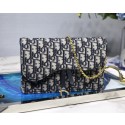 Copy Dior SADDLE DENIM CANVAS Chain Clutch bag S5614 dark blue JH07145rY88