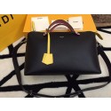 Copy Fendi BY THE WAY Bag Calfskin Leather 55208 Black&Yellow JH08767OM51