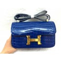 Copy Hermes Constance Bag Croco Leather 3327 Royal Blue JH01666Of26