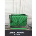 Copy YSL Flap Bag Calfskin Leather 2508 green silver buckle JH08317nY30