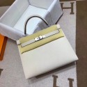 Designer Hermes Kelly 28cm Shoulder Bags Epsom Leather KL28 creamy-white JH01414Iz48