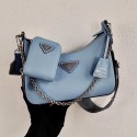 Designer Replica Prada Saffiano leather mini shoulder bag 2BH204 sky blue JH04969Fi42
