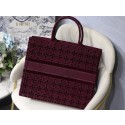 DIOR BOOK TOTE Burgundy Cannage Embroidered Velvet M1286Z JH06887Bz34