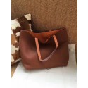 Fake AAAAA Hermes Shopping Bag Totes Clemence H036 Orange&Brown JH01435oE28