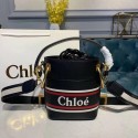 Fake Chloe Roy Mini Smooth Leather Bucket Bag 3S508 Black JH08849ET36