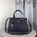 Fake Prada Double Tote Bag Litchi Leather 1579 Black JH05711Ty15