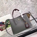 Fake prada medium saffiano lux tote original leather bag bn2755 gray&burgundy JH05621zK58
