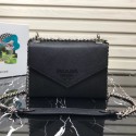 Fake Prada Monochrome Saffiano leather bag 1BD127 black JH05526HB93