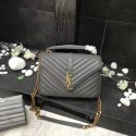 Fake YSL Flap Bag Calfskin Leather 392737 Grey Gold buckle JH08307TR19
