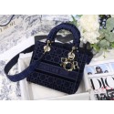 Fashion DIOR MEDIUM LADY D-LITE BAG Blue Cannage Embroidered Velvet M0565 JH06910Rn14