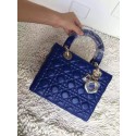 Fashion Imitation Dior Small Lady Dior Bag Sheepskin Leather 8239 Blue JH07672dK58