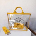 Fashion Prada Fabric and Plexiglas handbag 1BG164 yellow JH05554RW51