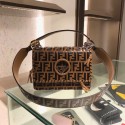 Fendi Calfskin Leather Flap Shoulder Bag 6885 brown JH08735nK94