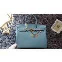 Hermes Birkin 35cm tote bag litchi leather H35 light blue JH01698KY38