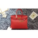 Hermes Birkin 35cm tote bag litchi leather H35 red JH01705QZ36