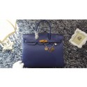 Hermes Birkin 35cm tote bag litchi leather H35 royal blue JH01707kN56