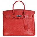 Hermes Birkin 35CM Tote Bags Ostrich Togo Leather Red Silver JH01353Yj44