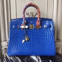 Hermes Birkin Tote Bag Croco Leather BK35 blue JH01463KD63
