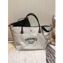 Hermes Canvas Shopping Bag H0734 white JH01438uK17