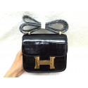 Hermes Constance Bag Croco Leather 3326 Black JH01669GB12