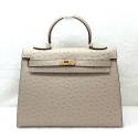 Hermes kelly 32cm ostrich leather tote bag H32 apricot JH01674dC47