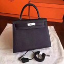Hermes Kelly 32cm Shoulder Bags Original espom leather black JH01403hJ71