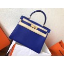 Hermes original Togo leather kelly bag KL320 blue JH01396Mo27