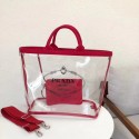 High Imitation Prada Fabric and Plexiglas handbag 1BG164 red JH05555mt35