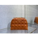 High Quality Fake DIOR CARO BEAUTY POUCH Cannage Lambskin S5047 brown JH06750WC64